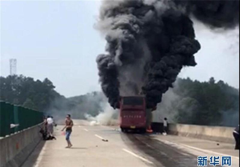 مرگ 30 مسافر در آتش سوزی اتوبوس گردشگری