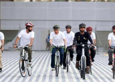 تور دبی ارزان: حاکم دبی با دوچرخه به نمایشگاه اکسپو رفت